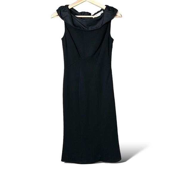 DIANE VON FURSTENBERG  Wool Blend Black Dress 100% Silk Trim Side Zipper US Sz 2 - Picture 3 of 10